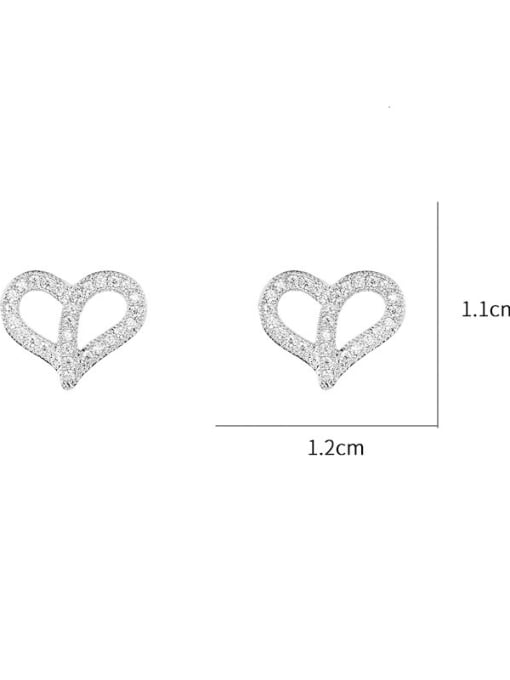 Mo Hai Copper With Platinum Plated Simplistic Heart Stud Earrings 3