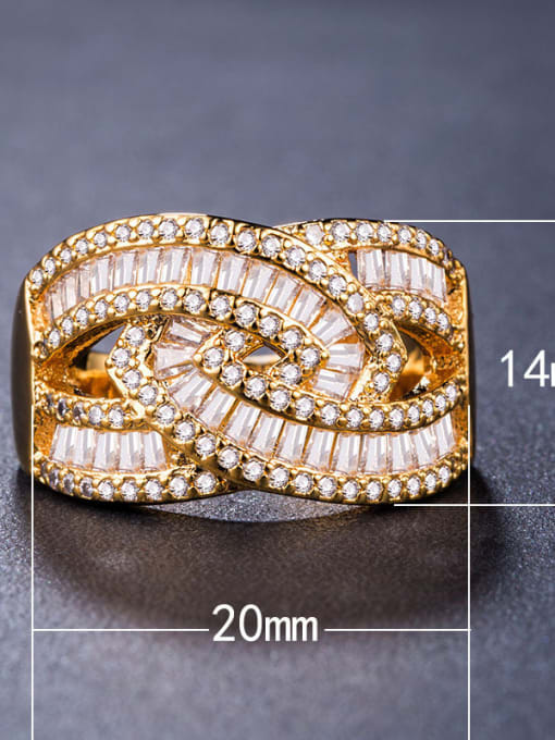MATCH Copper With 18k Gold Plated Cubic Zirconia Trendy Cocktail Rings 1