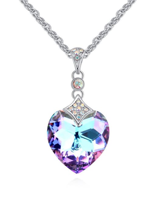 Purple Fashion Shiny Heart austrian Crystal Pendant Alloy Necklace