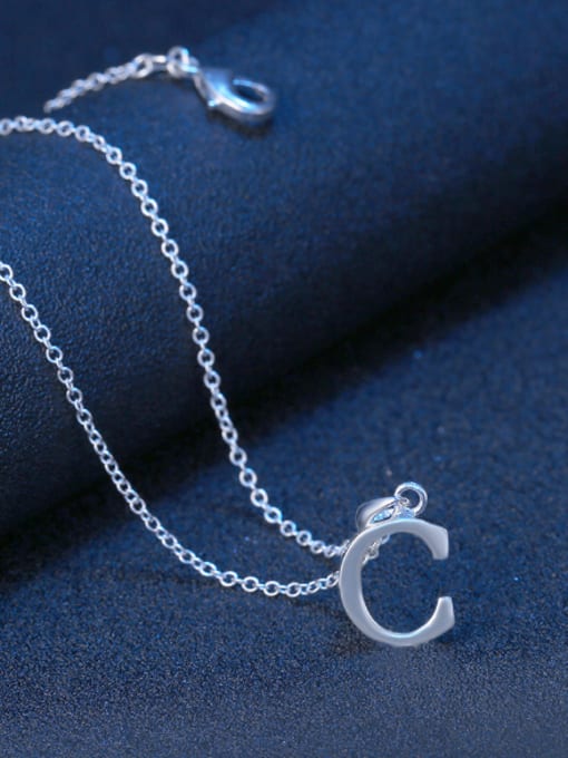 OUXI Simple Letter C Silver Plated Necklace 2