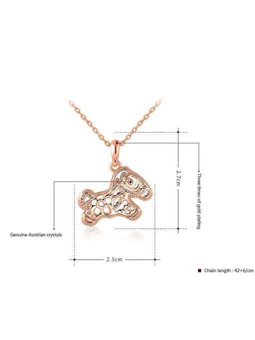 Ronaldo Cute Rose Gold Plated Horse Shaped Austria Crystal Two Pieces Jewelry Set 1