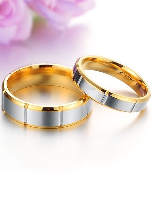 Open Sky Simple Gold Plated Titanium Lovers Ring 2