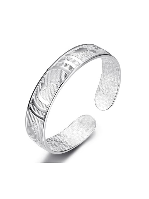 JIUQIAN Simple 999 Silver Personalized Patterns-etched Opening Bangle 0