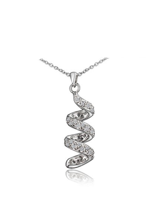 White Gold Fashion Spiral Design Platinum Plated Zircon Necklace