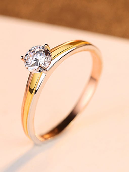 Gold Sterling silver 3A zircon two-tone gold ring