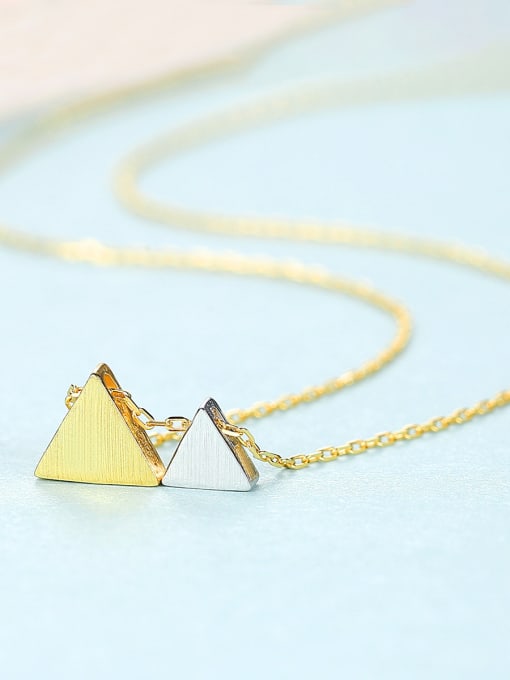 CCUI 925 Sterling Silver with  Glossy  Simplistic Triangle Necklaces 2