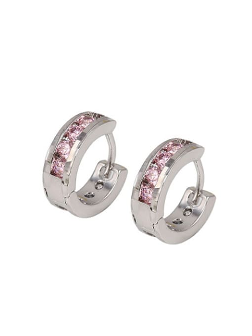 Pink Copper Alloy White Gold Plated Fashion Zircon Clip clip on earring
