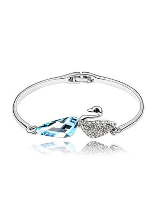 blue Elegant austrian Crystals Little Swan Alloy Bangle