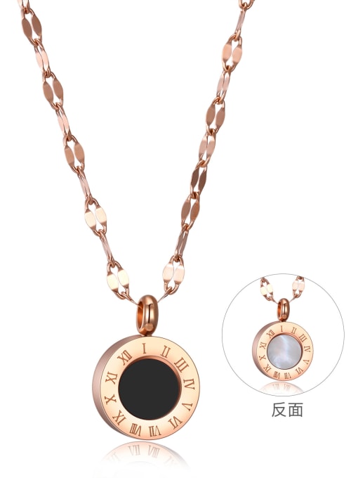 Open Sky Stainless Steel With Rose Gold Plated Fashion Round Necklaces 1