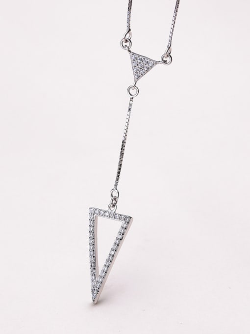 One Silver Double Triangle Necklace 2