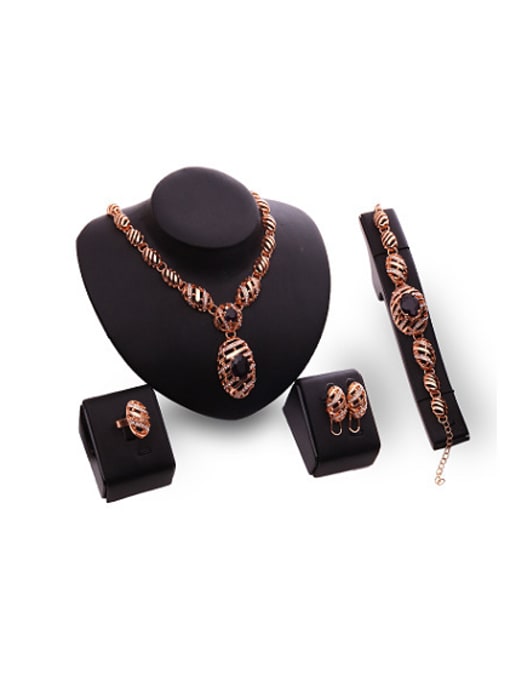 BESTIE Alloy Imitation-gold Plated Vintage style Artificial Stones Hollow Four Pieces Jewelry Set 0