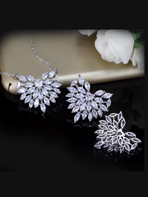 L.WIN Heart-shape earring Necklace Jewelry Set
