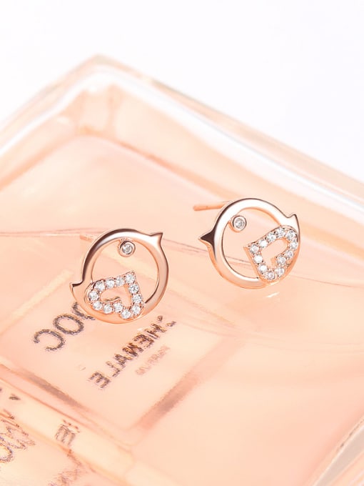 Rose Gold S925 Sterling Silver Cute Chicken Shaped stud Earring