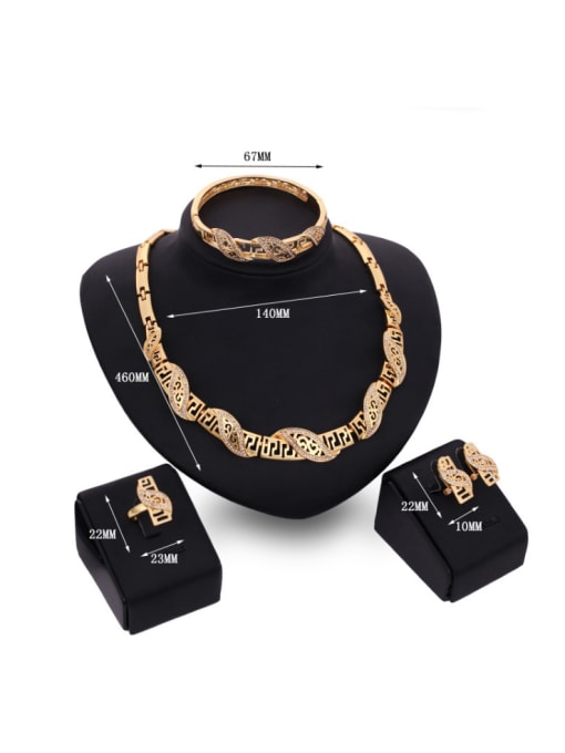BESTIE 2018 Alloy Imitation-gold Plated Vintage style Hollow Four Pieces Jewelry Set 2