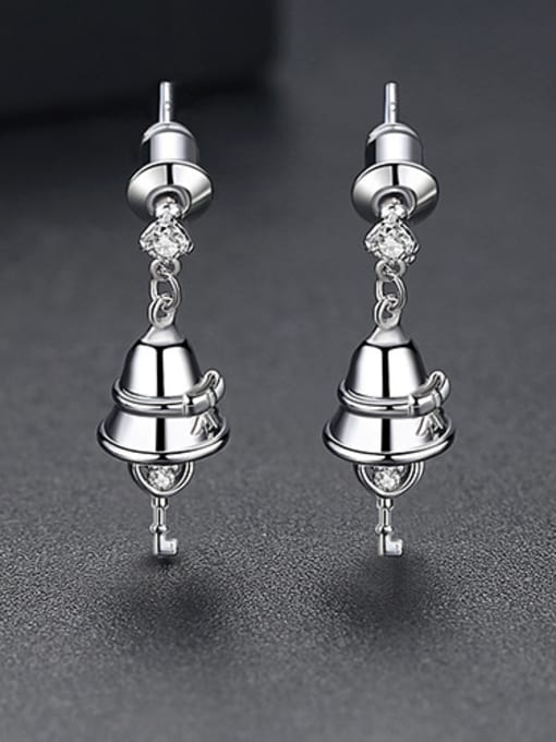 White Copper inlaid 3A zircon bell shaped Christmas Earrings