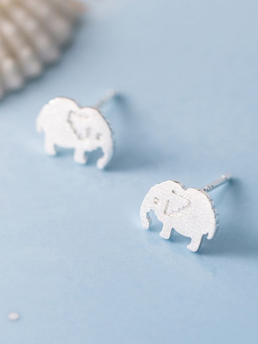 Rosh 925 Sterling Silver With Platinum Plated Cute Elephant Stud Earrings 3