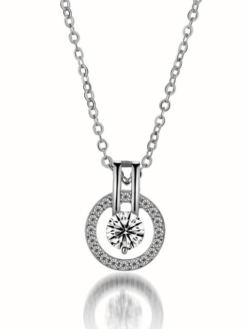 RANSSI Fashion Cubic Zirconias Round Pendant Copper Necklace 1