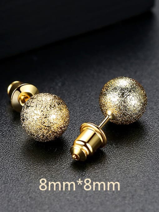 8mm-T01G21 Copper With 18k Gold Plated Simplistic Ball Stud Earrings