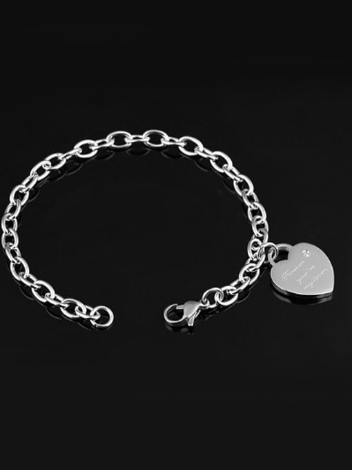 Open Sky Simple Heart Titanium Women Bracelet 3