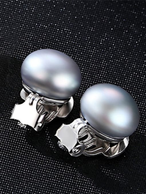 Grey Platinum Sterling Silver 10-15mm natural pearl earrings