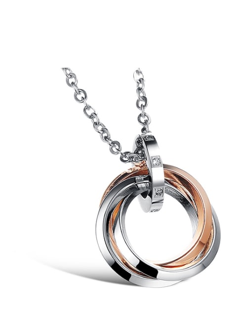 rose gold Simple Multi-band Rings Rhinestones Titanium Lovers Necklace