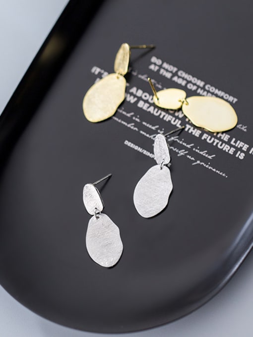 Rosh 925 Sterling Silver With 18k Gold Plated Trendy Geometric Drop Earrings 3