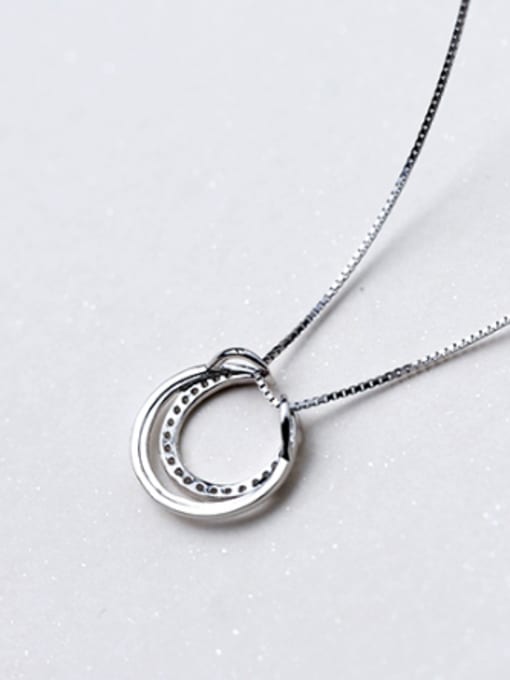 Rosh Simply Style Double Round Shaped Rhinestone S925 Silver Pendant 1