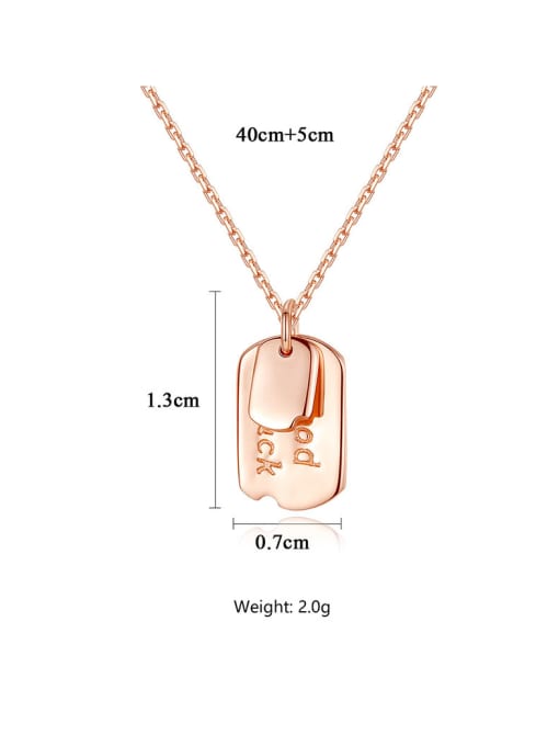 CCUI 925 Sterling Silver With Rose Gold Plated Simplistic Square Necklaces 3