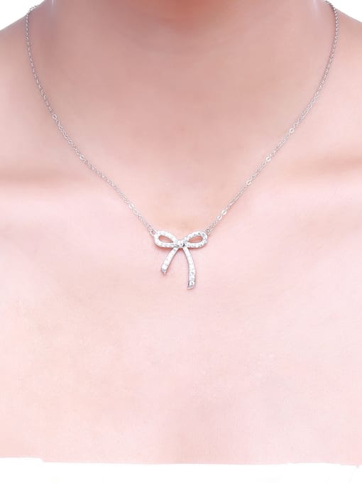 One Silver All-match Bowknot Necklace 1
