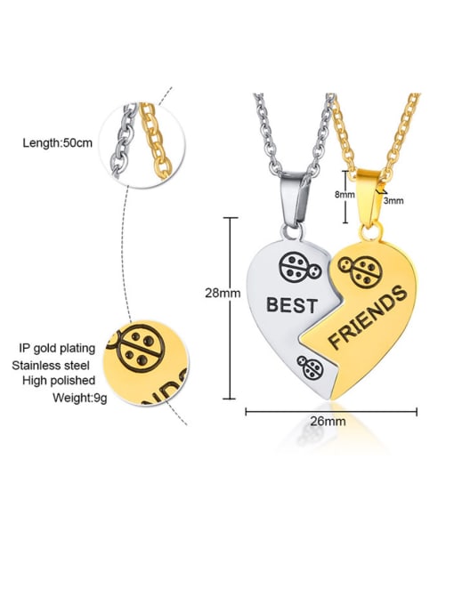 CONG Stainless Steel With English Alphabet Simplistic Heart Necklaces 2