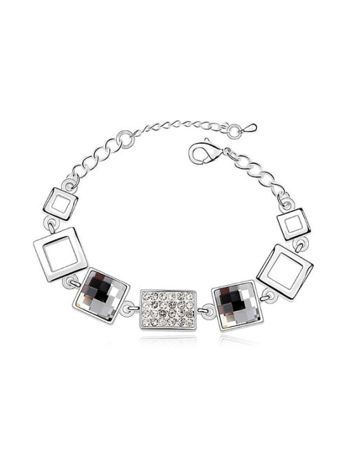 QIANZI Simple Square austrian Crystals Alloy Bracelet 0