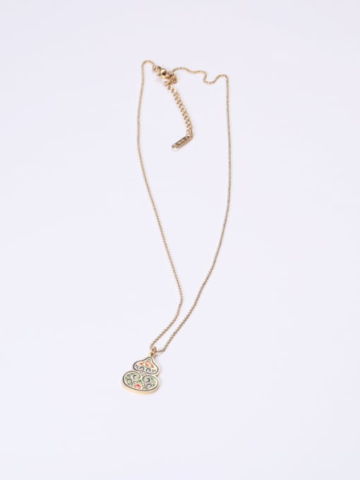 GROSE Titanium With Gold Plated Cute Green Gourd  Necklaces 1