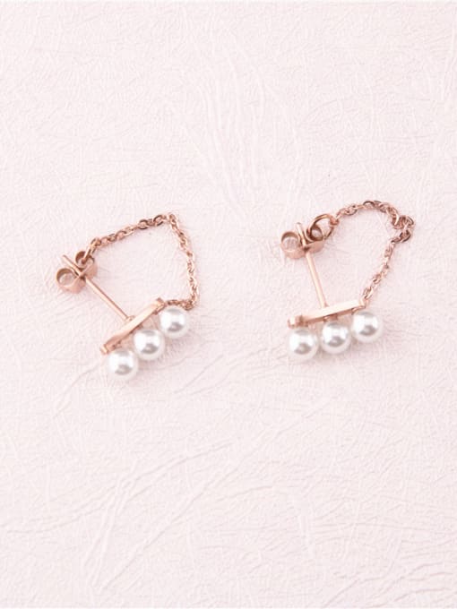 GROSE Rose Gold Plated Shell Pearls Stud Earrings 1