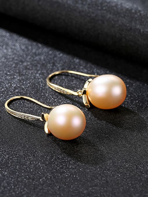 18K Gold Powder Sterling Silver Plated 18K Gold Natural Freshwater Pearl Earrings