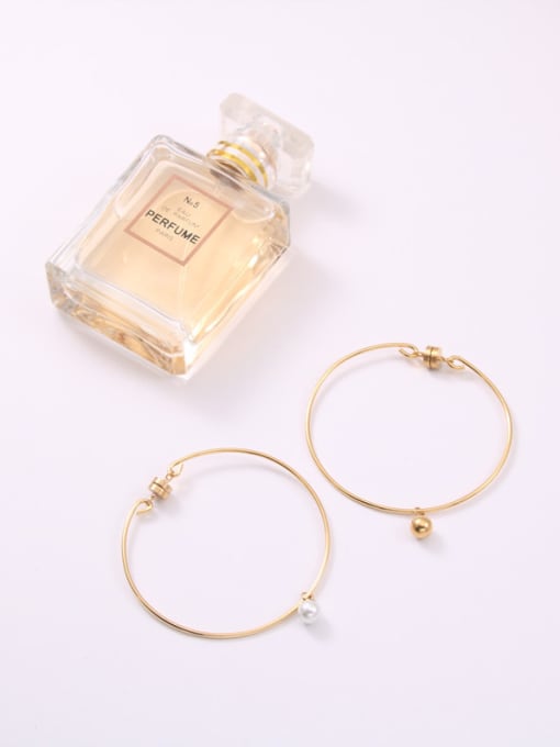 GROSE Titanium With Gold Plated Simplistic Round Bangles 3