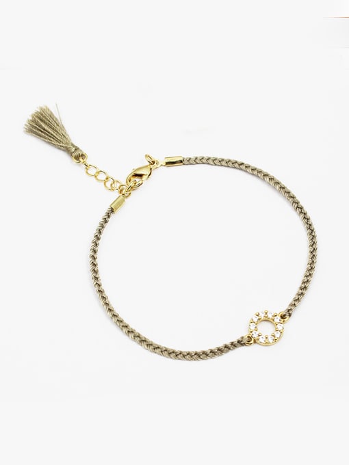 golden Handmade Round Shaped Zircon Tassel Bracelet