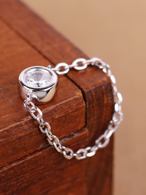 Peng Yuan Personalized Silver Zircon Chain Ring 1
