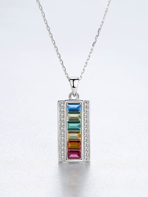 CCUI 925 Sterling Silver With Platinum Plated Fashion Geometric Necklaces 2
