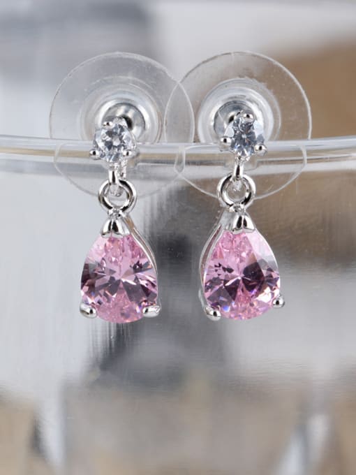 Pink Water Drops Zircon Fashion And Multipurpose stud Earring