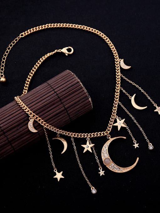 KM Simple Alloy Star Moon Short Necklace 1