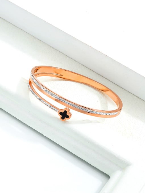 Open Sky Stainless Steel With Rose Gold Plated Simplistic Flower Bangles 4