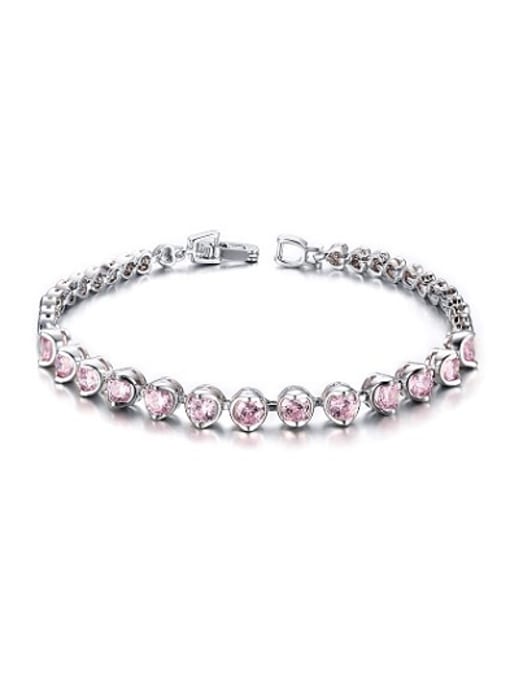 CONG Elegant Pink Heart Shaped AAA Zircon Copper Bracelet 0