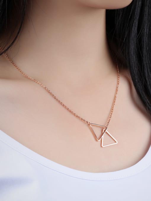 Open Sky Simple Double Hollow Triangle Titanium Necklace 1