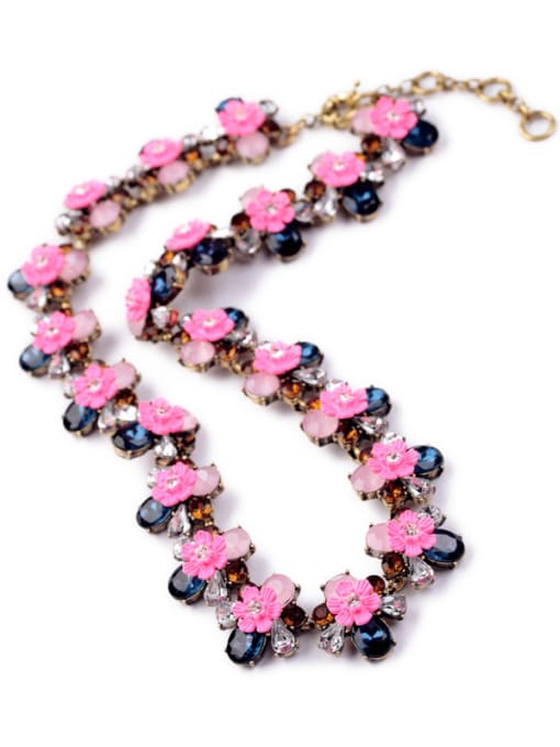 KM Pink Flowers Luxury Necklace 1