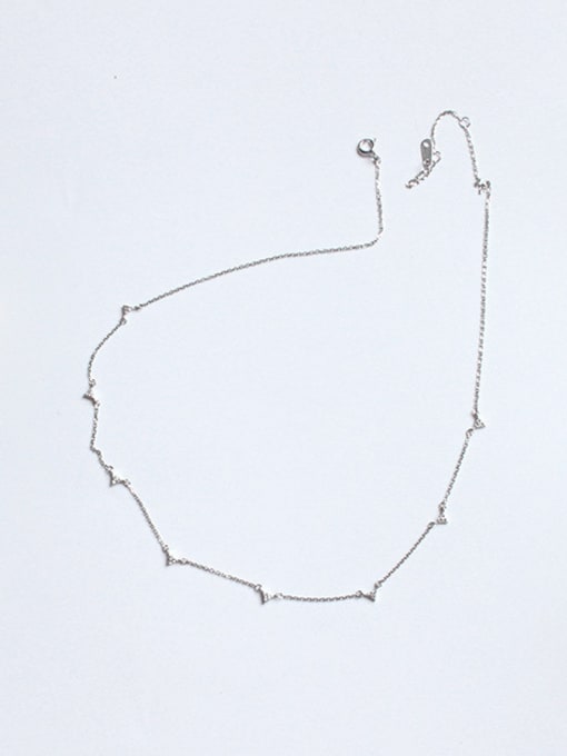 DAKA Simple Tiny Zircon-studded Triangles Silver Necklace 2