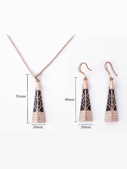 BESTIE Alloy Rose Gold Plated Fashion Rhinestones Triangle-shaped Two Pieces Jewelry Set 2