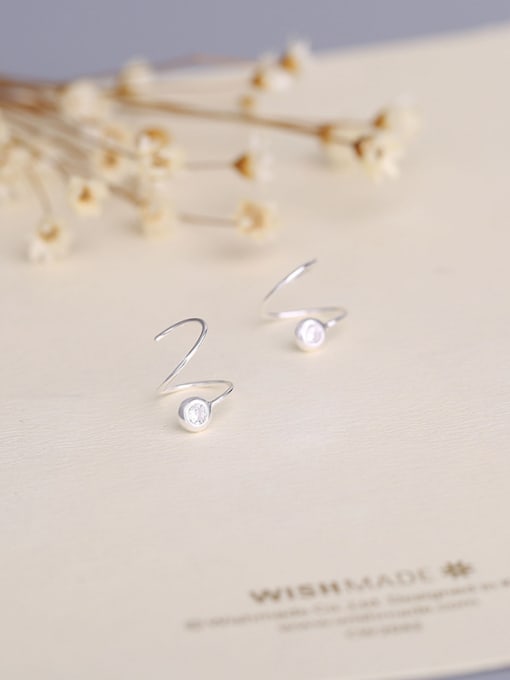 White 925 Silver Spiral Shaped Stud Earrings