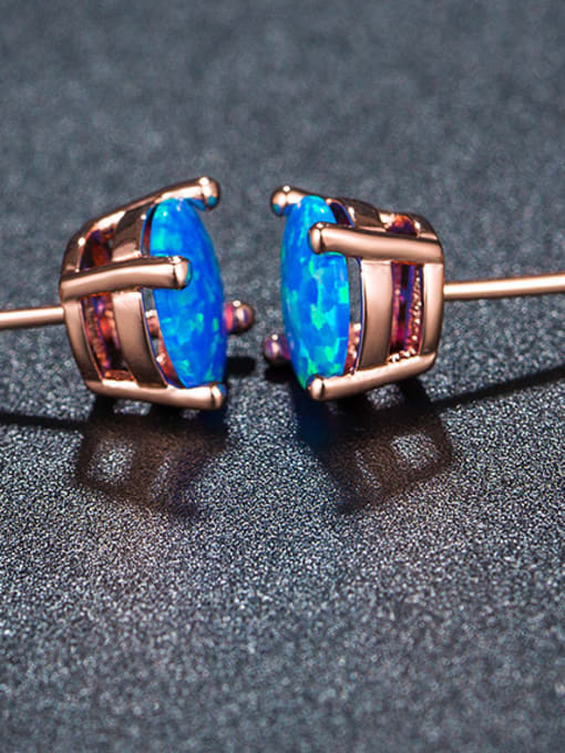 UNIENO Blue Opal Classical Small Women Stud Earrings 1