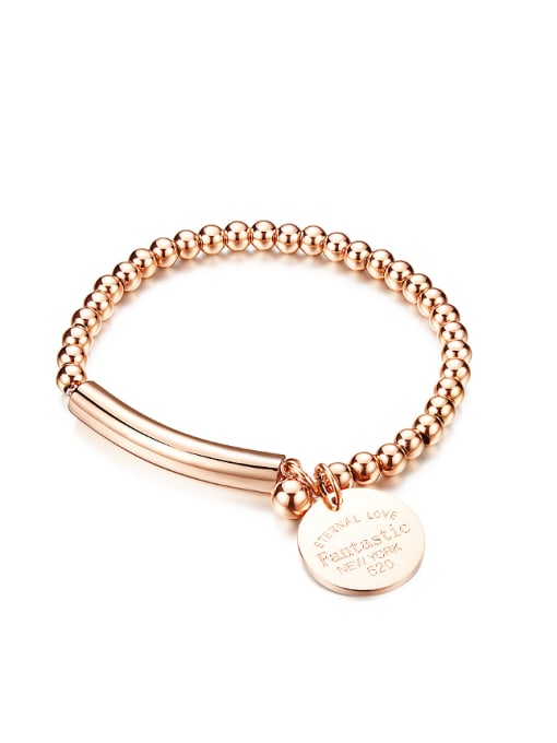 Rose Gold Fashion Titanium Beads Adjustable Bracelet