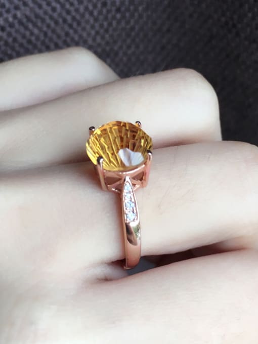Deli Fashion Rose Gold Plated Citrine Gemstone Engagement Ring 0